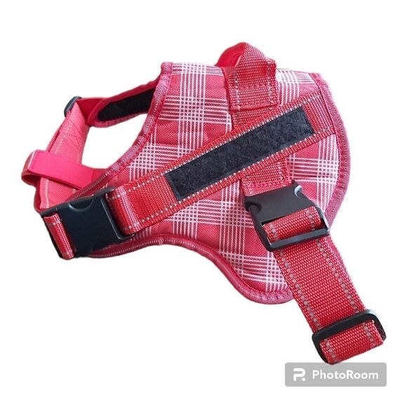 XL Service Dog Red And White Plaid Dog Harness With Buckle Closure - Picture 2 of 7